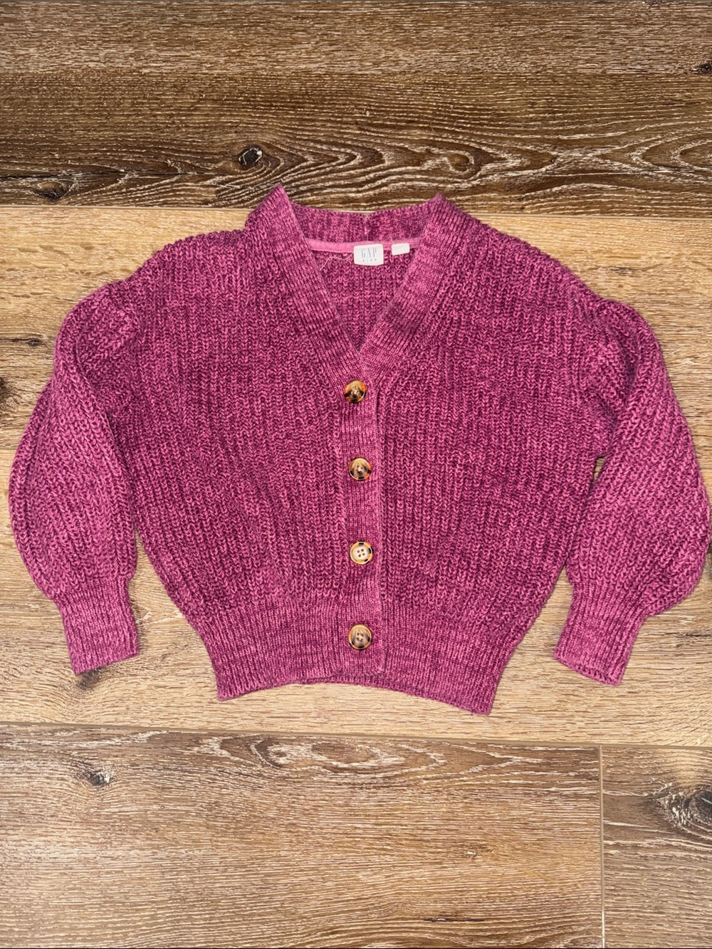 Gap Kids - Soft Knit Purple Button-Front Girls’ Sweater Cardigan
